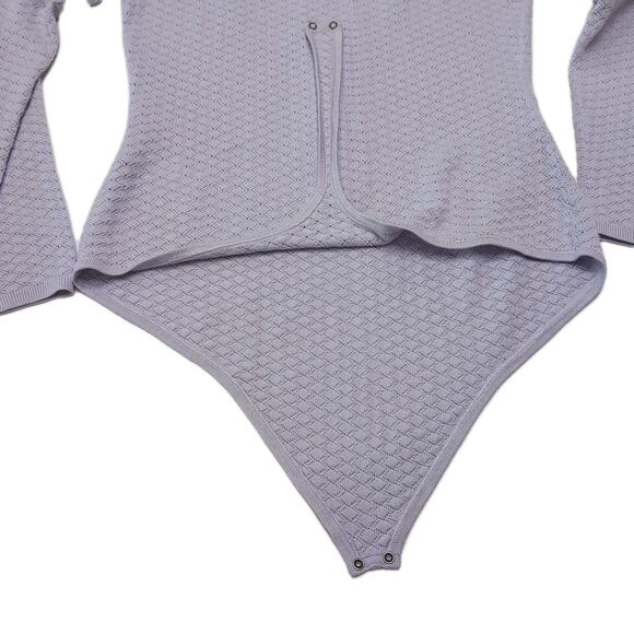 Abercrombie & Fitch Pointelle Square Neck Thong Bodysuit Women's XL Lavender NEW - Picture 12 of 15